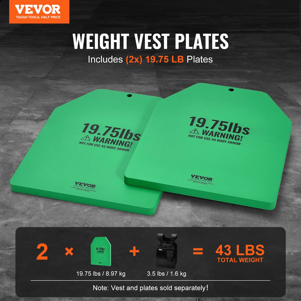 VEVOR Weight Vest Plates Set, 2 x 19.75 lb Steel (39.5 lb Total)