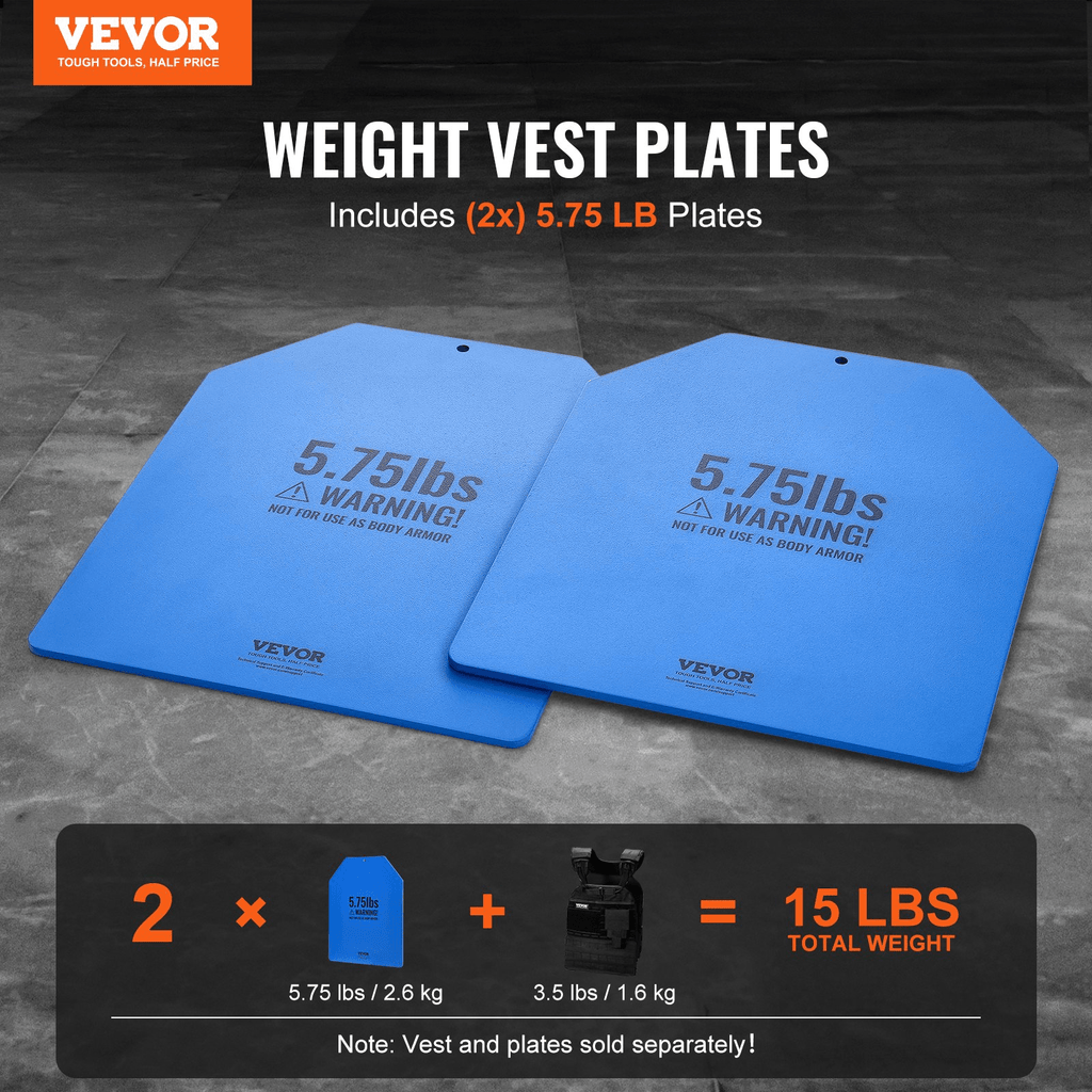 VEVOR Weighted Vest Plates, 2×5.75 lb Steel Pair (Universal Fit)