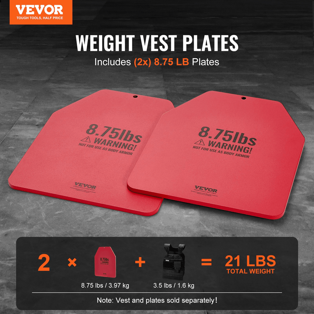 VEVOR Weight Vest Plates, 2 x 8.75 lb Steel (Universal Fit)