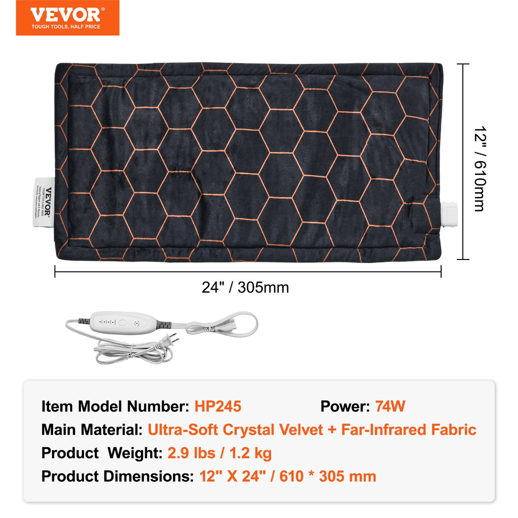 VEVOR Far Infrared Heating Pad, Weighted, 12" x 24"