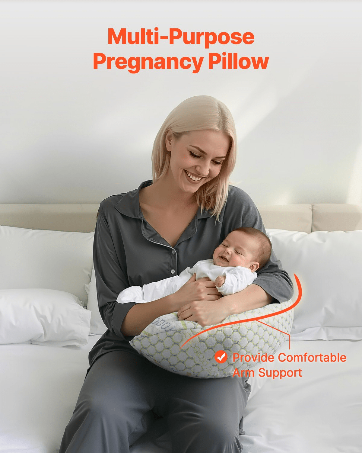 W-Shaped Pregnancy Wedge Pillow – Soft, Supportive, and Breathable