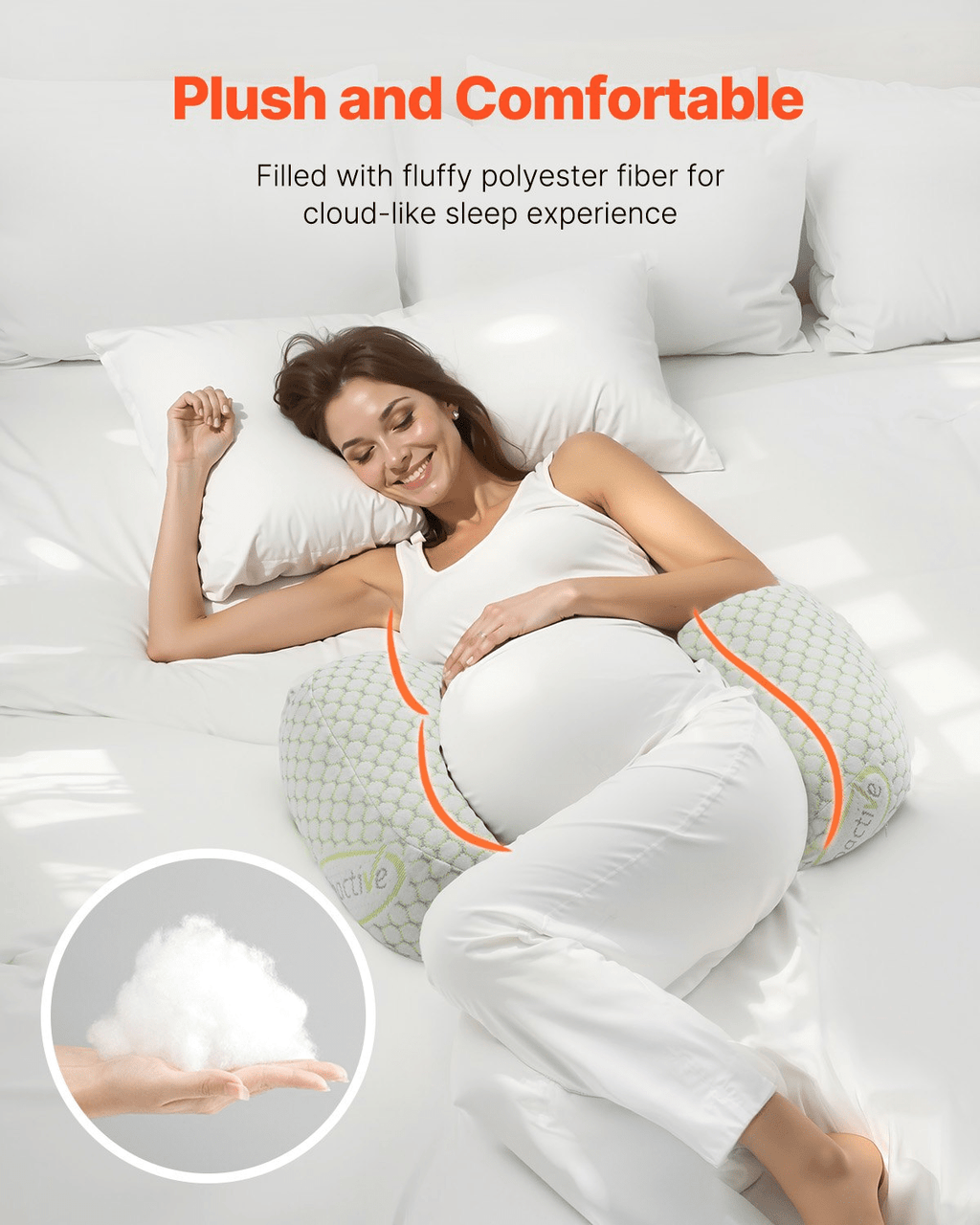 W-Shaped Pregnancy Wedge Pillow – Soft, Supportive, and Breathable