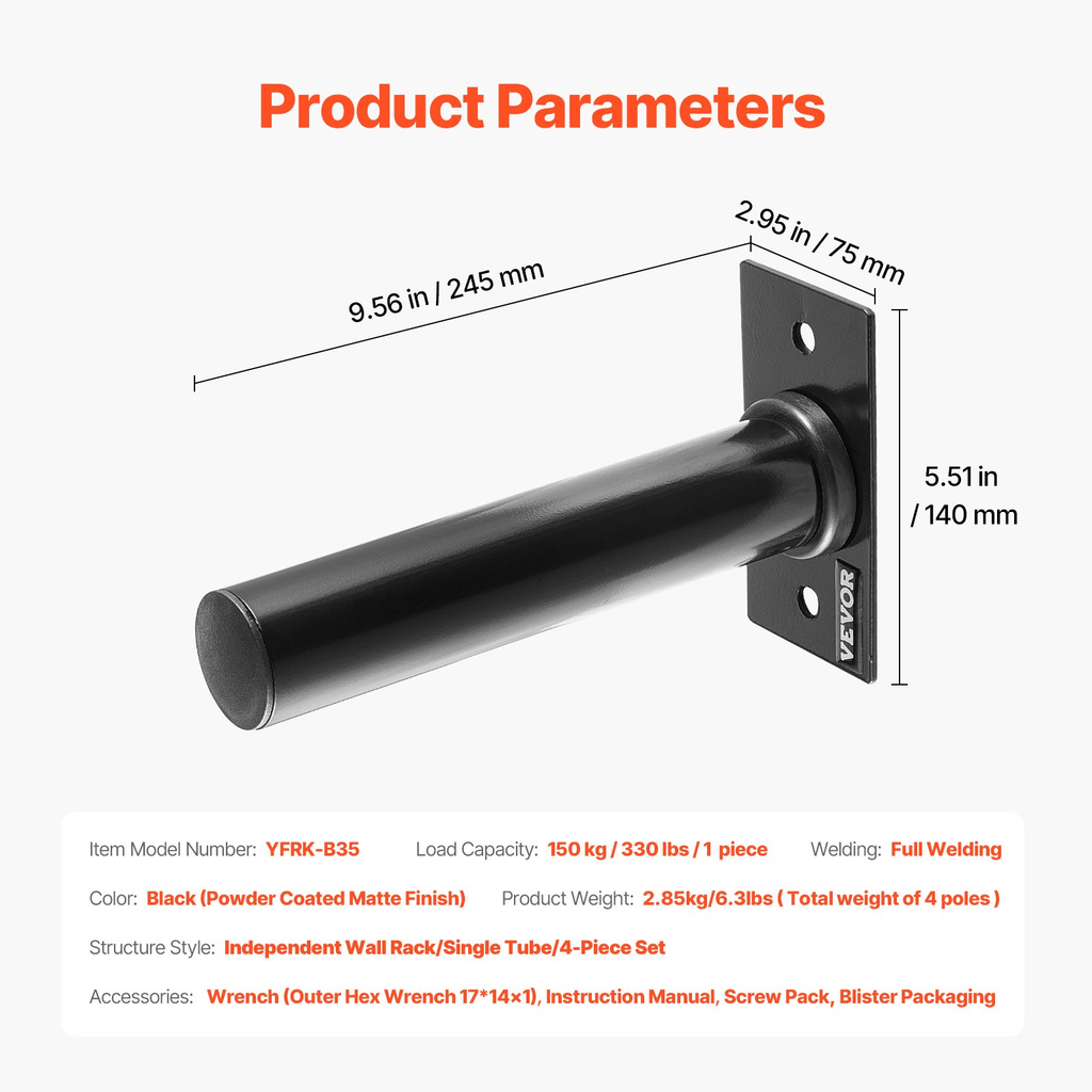 2-Inch Plate Holder (4-Pack) - Wall Mount Home Gym Rack